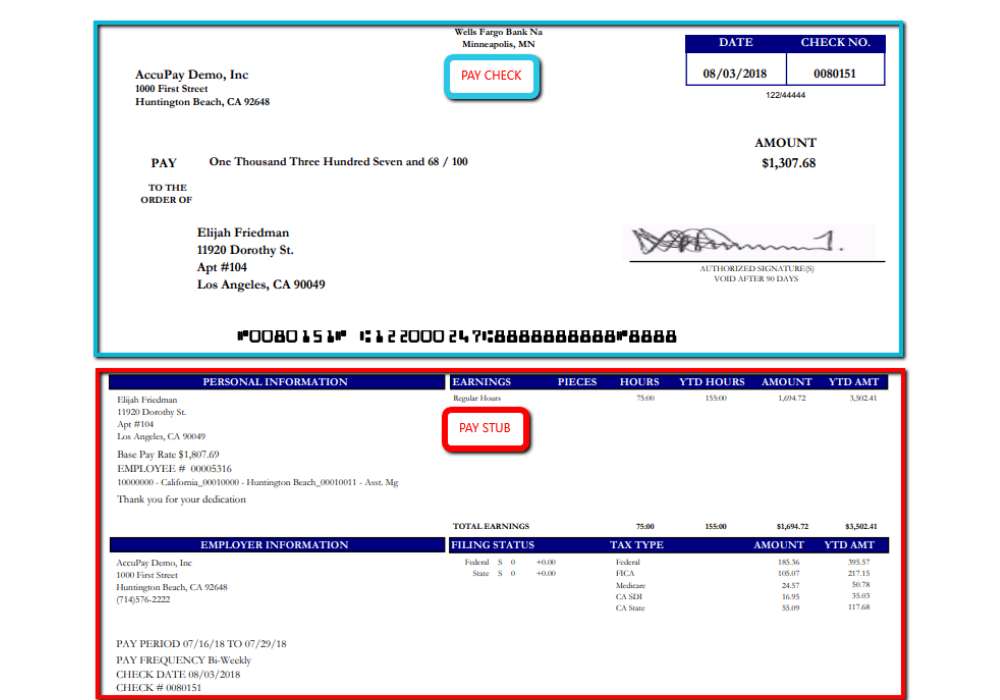 Similarities Between a Pay Stub and a Paycheck